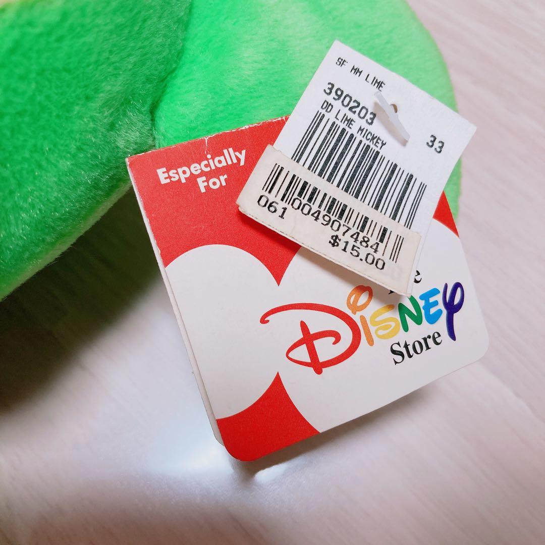 【超希少】ミッキーマウス　ディズニーストア　ライム　ぬいぐるみ　年代物　激レア