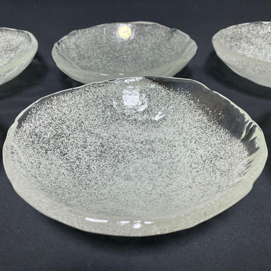 岩田ガラス　気泡　ガラス　浅鉢　深皿　6枚　未使用　美品