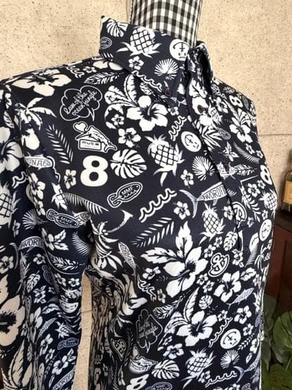 ☆ムータmuta MARINE　ゴルフメンズ総柄ランダムロゴ　長袖ポロシャツ