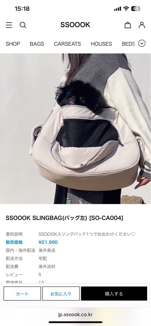 SSOOOK SLINGBAG(左) Sサイズ　キャリーバッグ・スリング