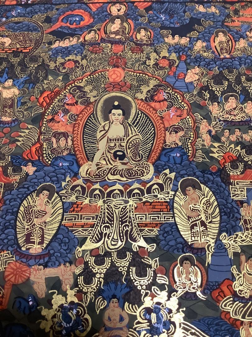 《 チベット密教　新品　1点物 》 釈迦の一生　曼荼羅　手描き　仏教　密教　30