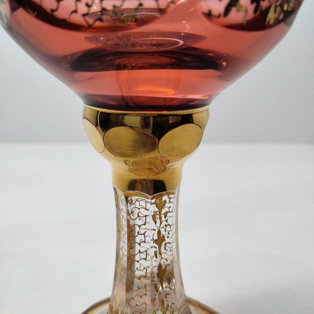 ボヘミアガラス エーゲルマン パネルグラス 金彩レッド 高さ18.5㎝