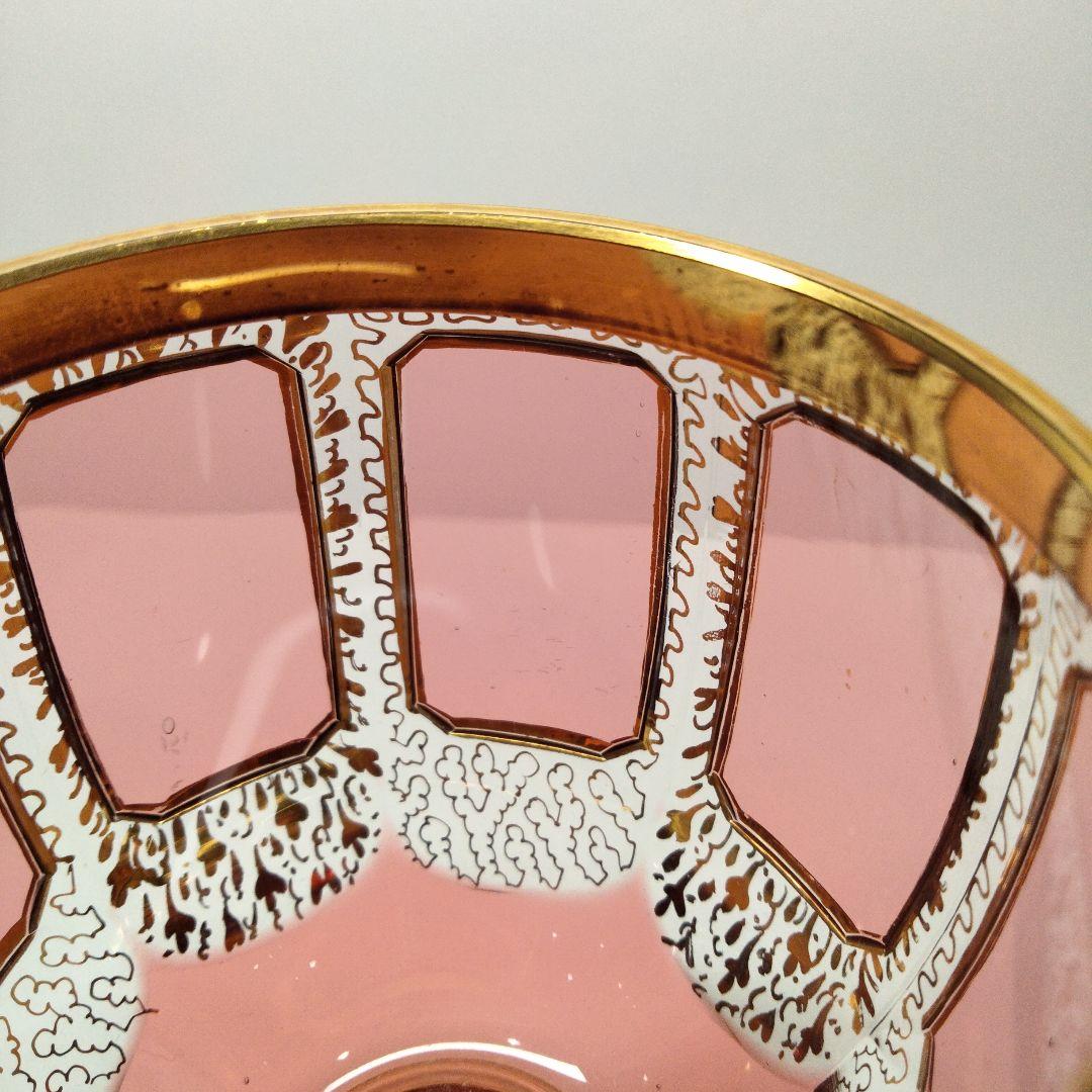 ボヘミアガラス エーゲルマン パネルグラス 金彩レッド 高さ18.5㎝