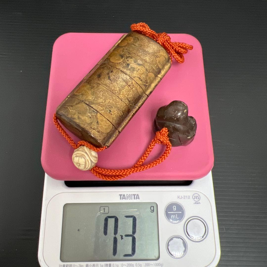 江戸時代　蒔絵印籠、ダルマ根付　73g 東Y7-1016☆2F