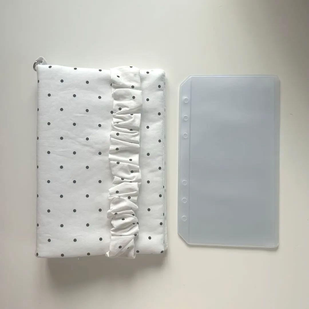 韓国 貯金 A6バインダー バインダーカバー黒ドット