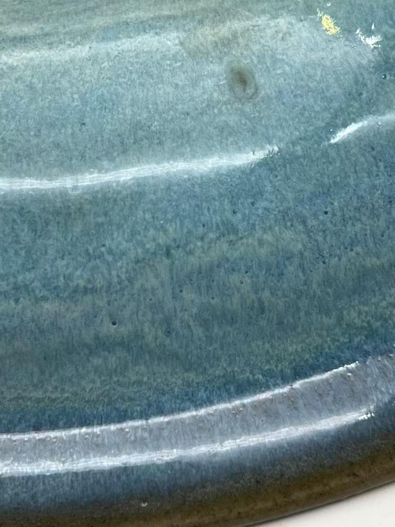 鈞窯　天青釉折縁盤 窯変釉皿　唐物　古賞物　時代物　中国古美術(B-55)