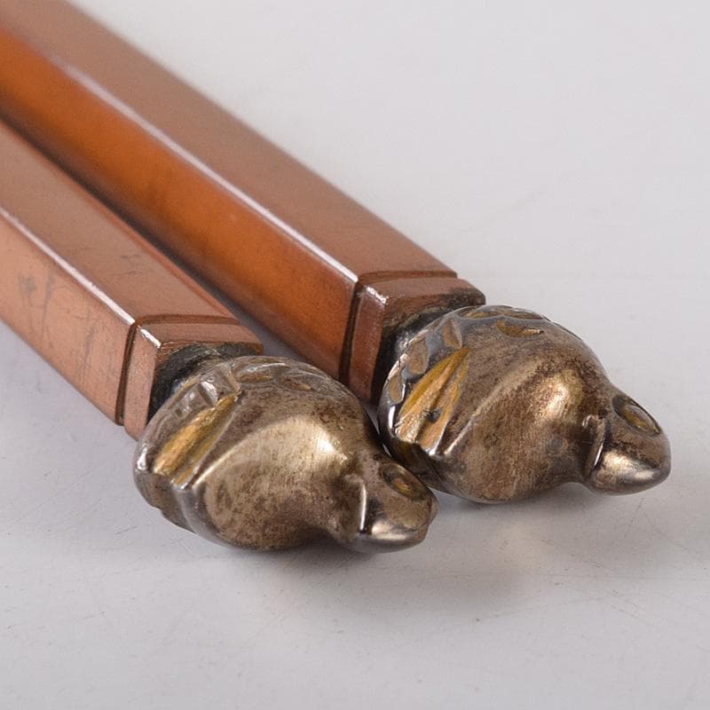 茶道具　釜師　高木治良兵衛作　南鐐鳥頭飾　火箸　共箱　C　R8572