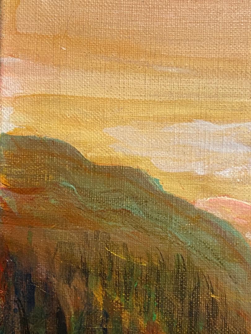 「真作」鈴木 照男「木曾 南岳山遠望」風景画　油彩画　額装　サイン有り　F6号