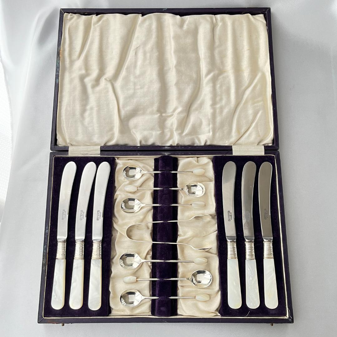 【英国】【白蝶貝】アフタヌーンティーカトラリーセット 専用ケース