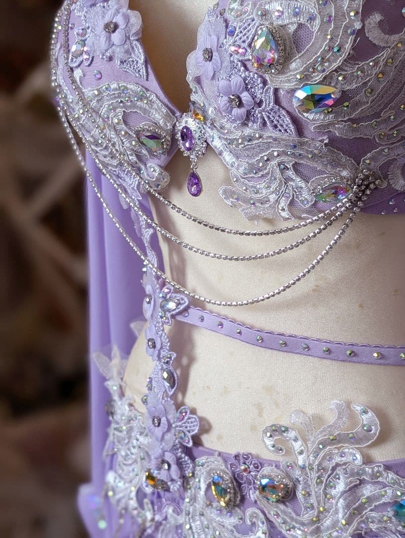 新品 ベリーダンス 衣装 コスチューム ラベンダー