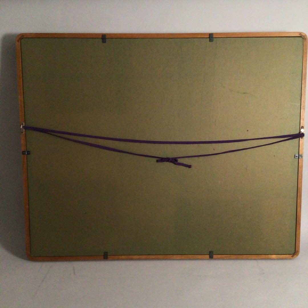 No3770 額装　在銘　紫水　月に千鳥図　日本画　10号　絹本　古画　送料無料