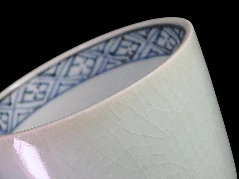 古伊万里　青磁　大振蕎麦猪口　江戸期　AS-fbvm