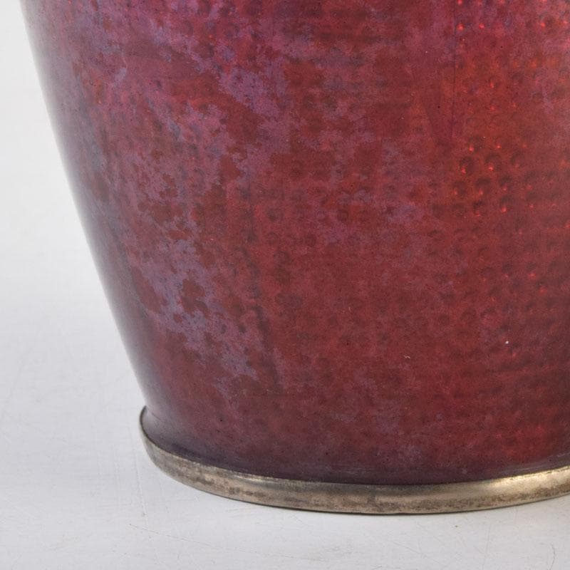 七宝焼　赤透釉　花文　花瓶　V　9018