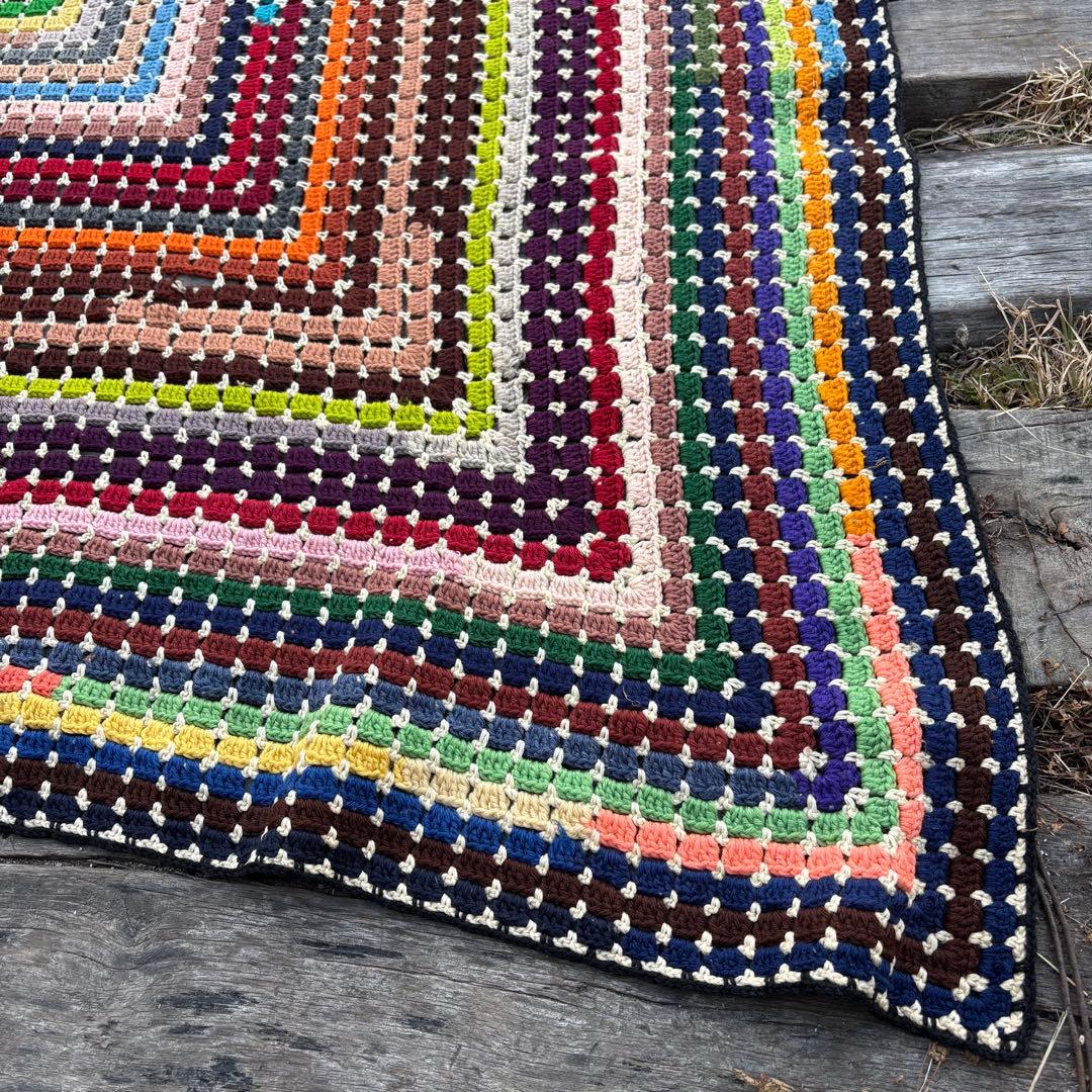 【USA vintage】 グラニーブランケット グラニースクエア ラグ