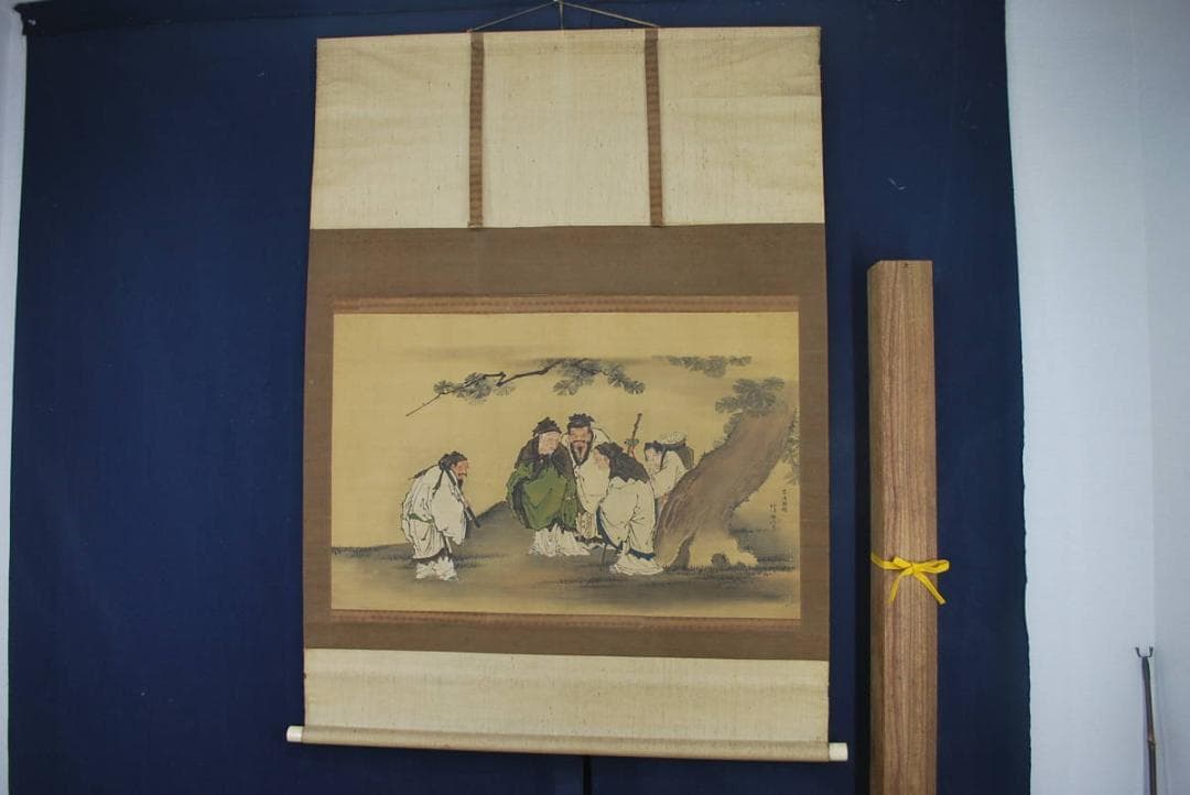 【真作】狩野祐清邦信/四賢人図/大幅/掛軸☆宝船☆Ｑ‐85　J