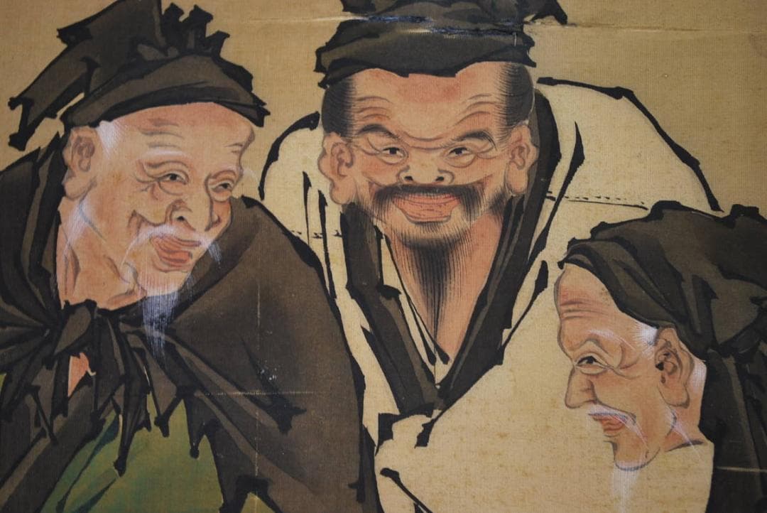 【真作】狩野祐清邦信/四賢人図/大幅/掛軸☆宝船☆Ｑ‐85　J