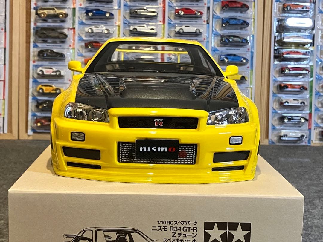 タミヤラジコン日産スカイラインGT-R R34 塗装済 スペアボディ イエロー‼︎