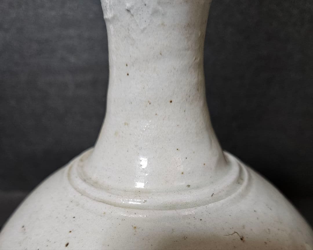 李氏朝鮮時代　朝鮮古美術　朝鮮古陶磁器　李朝白磁　高さ　28.2cm 広口　大壺
