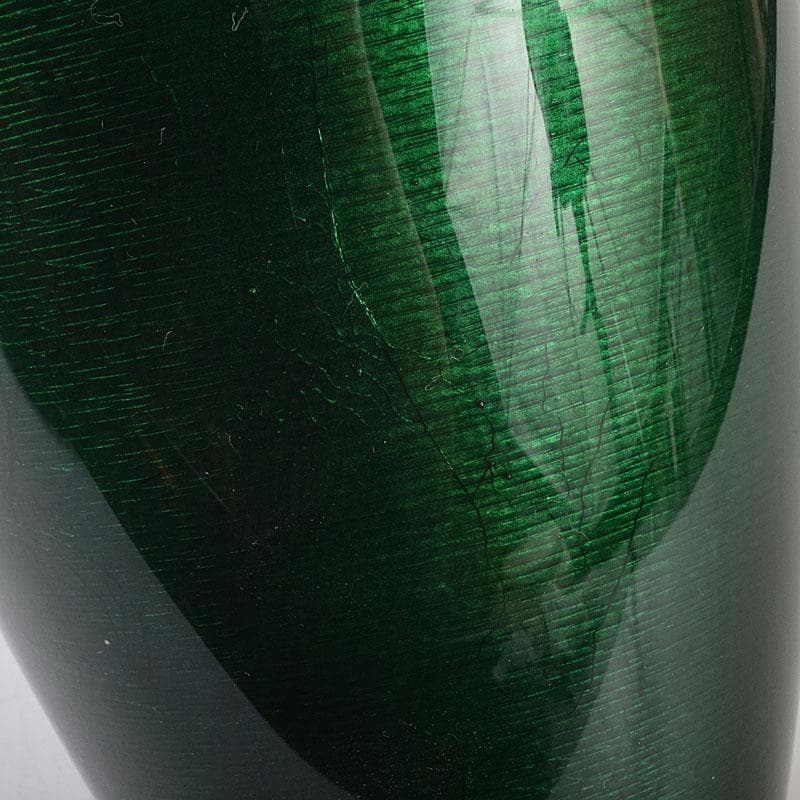 七宝焼　安藤七宝店　緑透釉　四君子文　花瓶　唐木台付　共箱　M　R9508