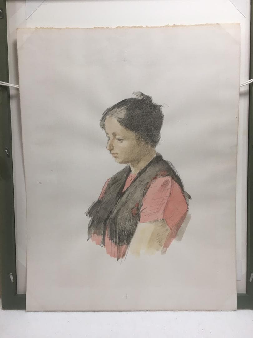 小磯良平　女性像　R.Koiso　　美術品　絵画　人物画