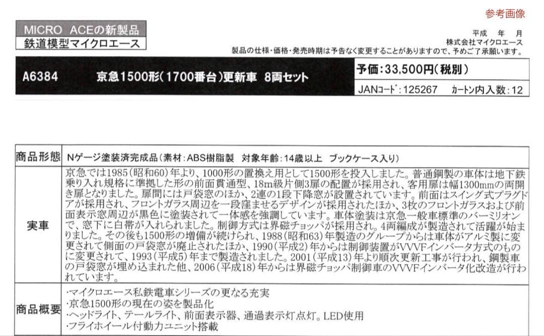 マイクロエース 京急1500形 1700番台 更新車 8両セット A6384