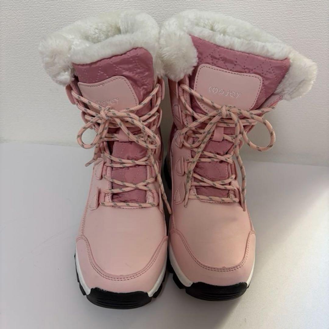 COOJOY レディース 冬用スノーブーツ 防水 ファー　滑り止め 暖かい
