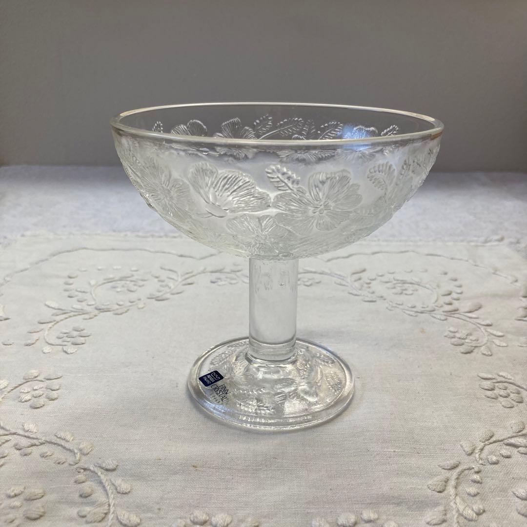 AZ174 ARABIA社 アラビアクリスタル　お花柄エンボスガラスのコンポート