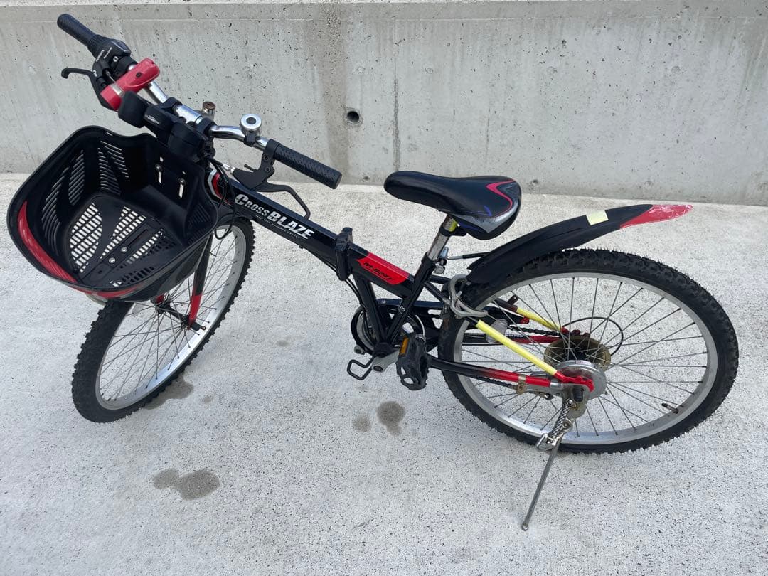 24インチ6段変速 子供用折りたたみ自転車　MTB 折りたたみ自転車 黒/赤