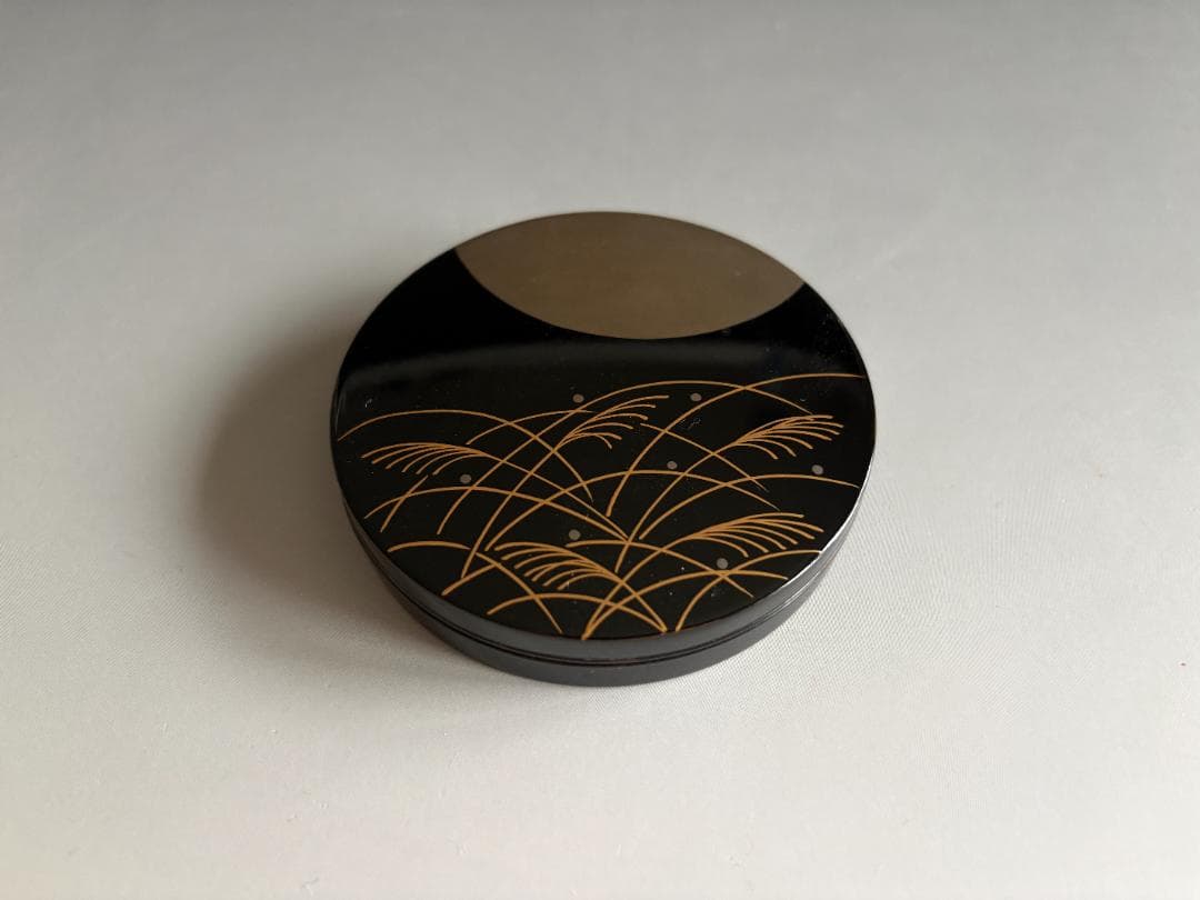 蒔絵師一心斎　武蔵野蒔絵　乾漆　香合　茶道具