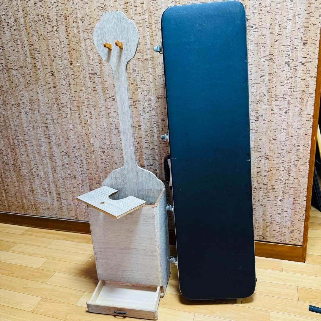 【最終値下げ】地唄三味線 紅木 正寸 トチ ハードケース　木製スタンド付き