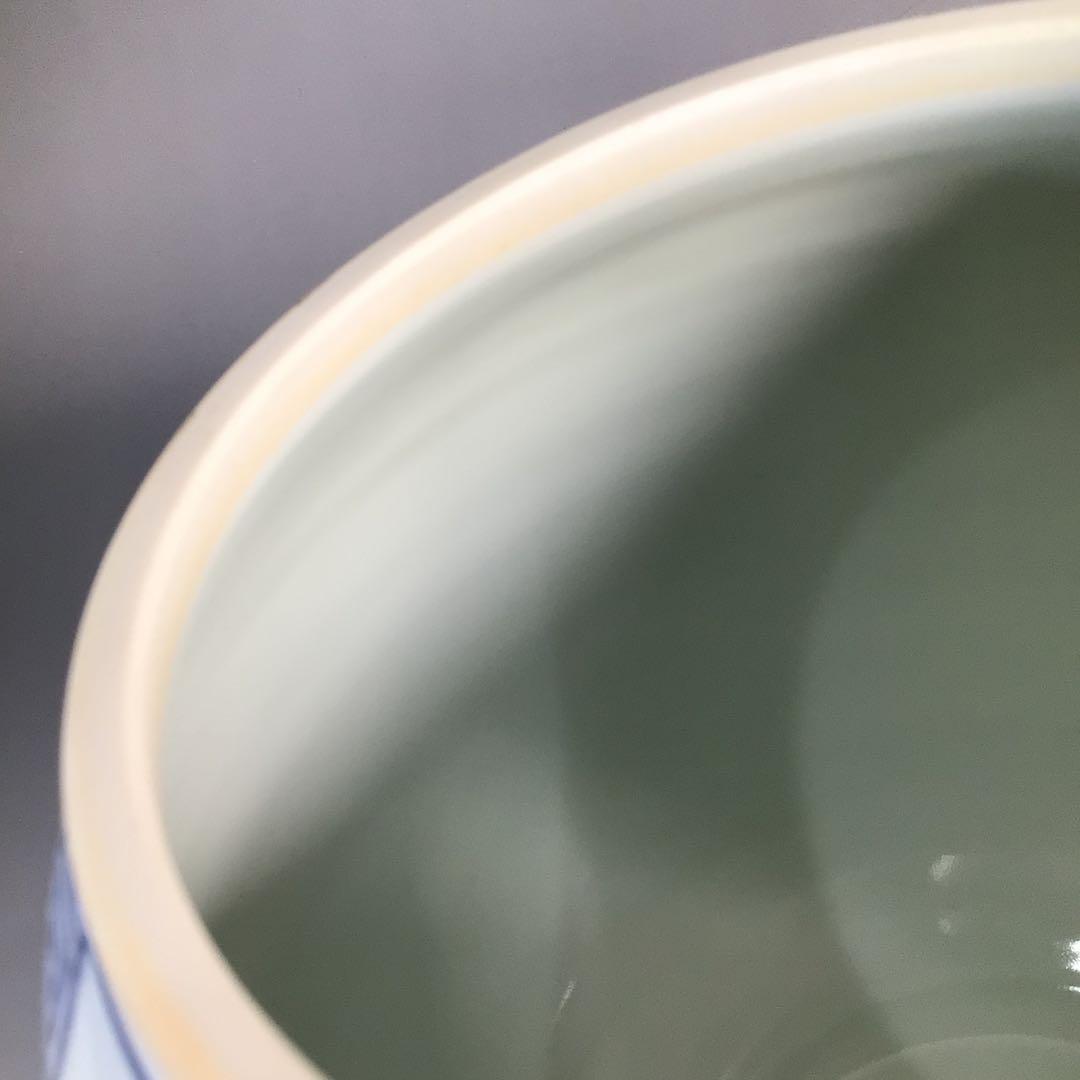 Ｍ８３７　水指　『平安桃山窯造』『染付山水人物文』『芋頭水指』　共箱　茶道具