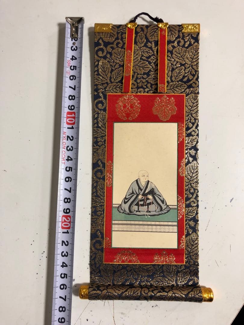 稀少時代物　浄土真宗・西本願寺派　上仕立絹本紙　脇侍6枚組　裏面銘入　紙焼有