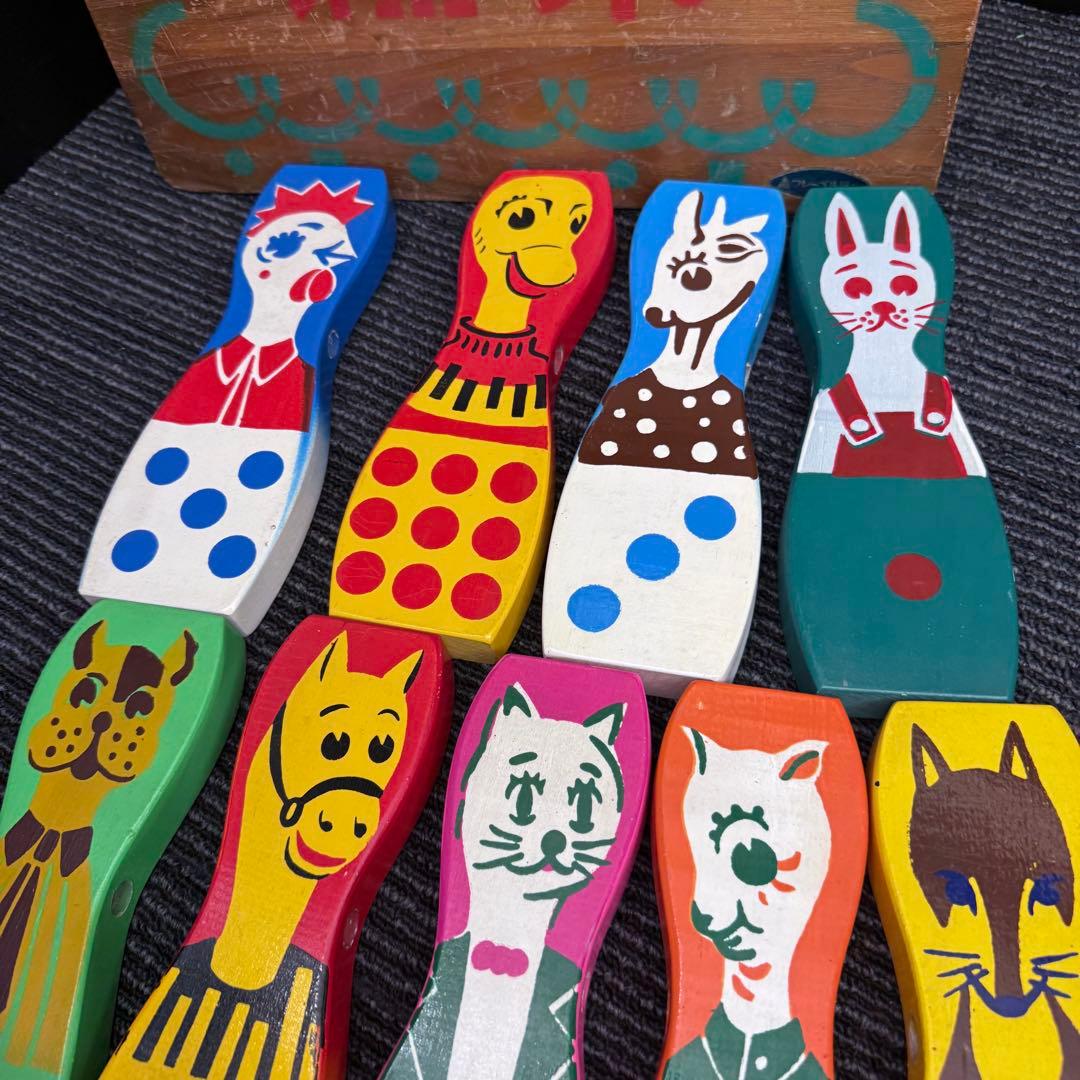 【希少】フレーベル館 組木 動物 積み木 知育玩具 木製 木箱付き 昭和レトロ