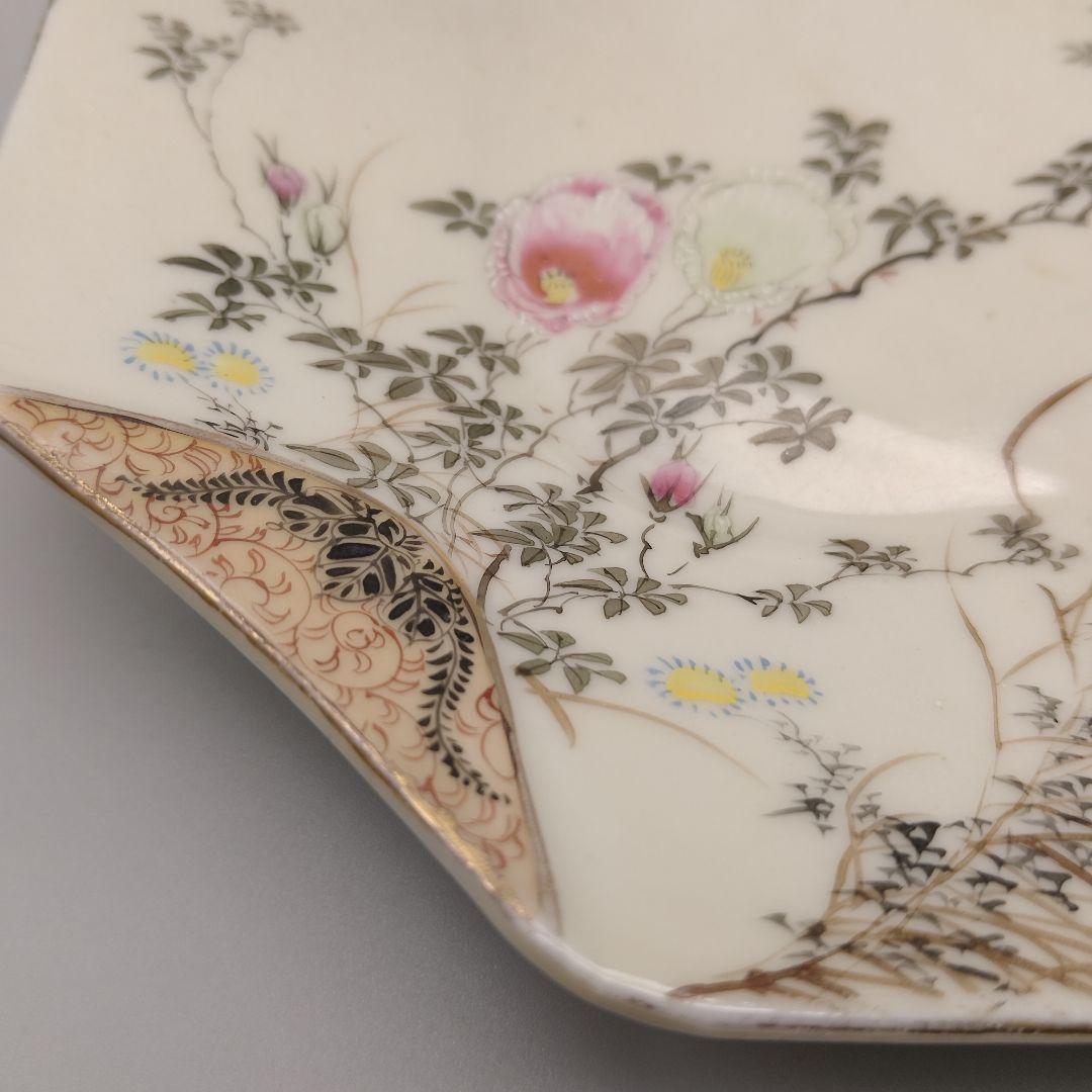 明治時代　輸出品　里帰り　横浜焼　白鷺　オールドニッポン　皿　骨董
