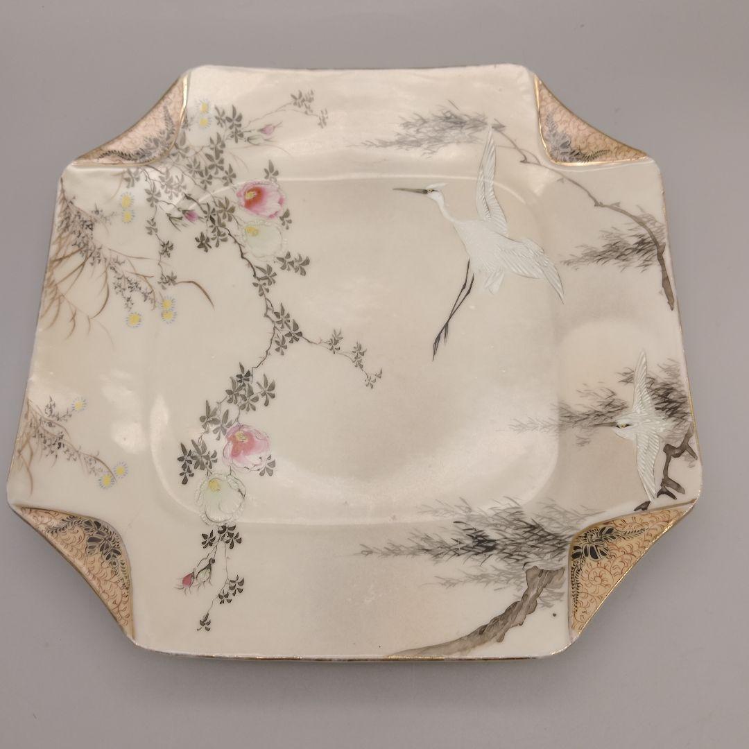 明治時代　輸出品　里帰り　横浜焼　白鷺　オールドニッポン　皿　骨董