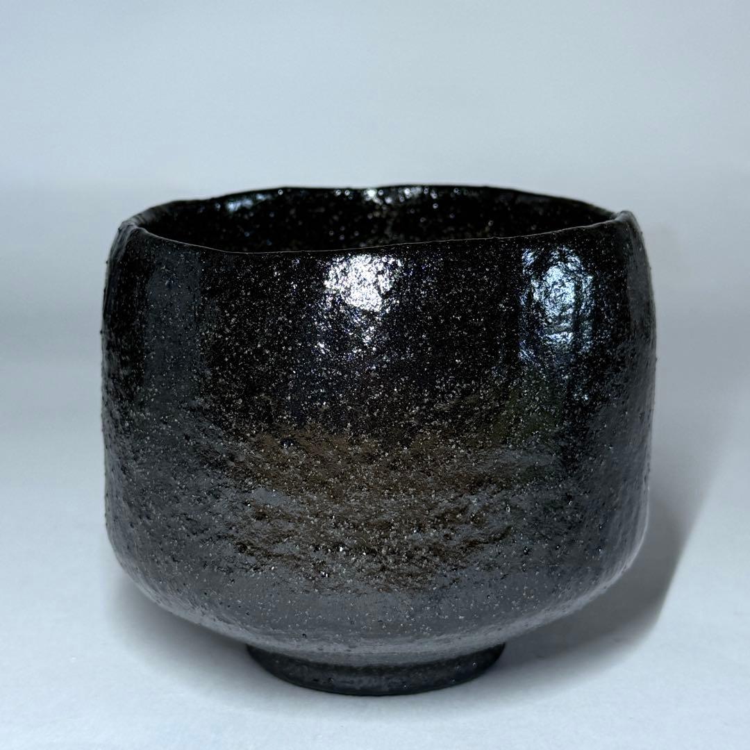 楽焼 長次郎写 禿 黒楽 茶碗 佐々木 昭楽 抹茶碗 茶道具 楽茶碗 共箱 共布