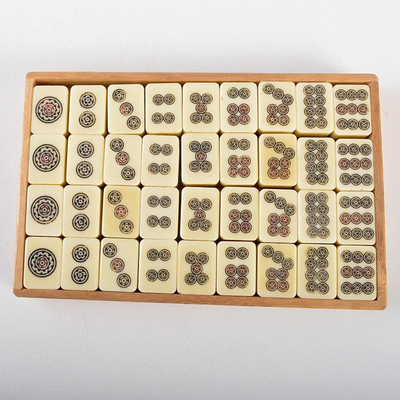 eyeknow74 　竹嵌　練物牌　背竹牌　麻雀牌　木箱付　V　6552