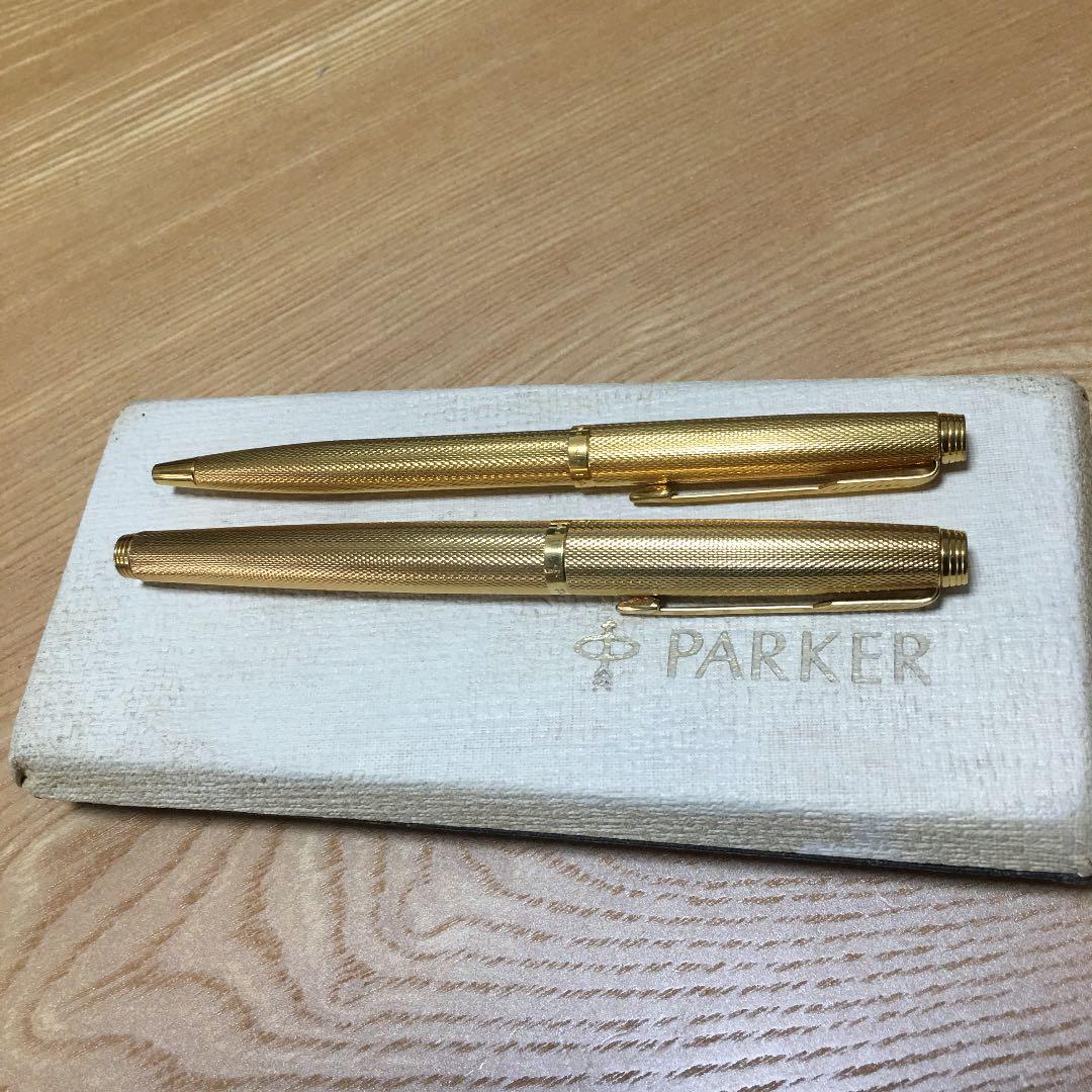 【希少】PARKER フランス製14K （585刻印）万年筆 ボールペンセット