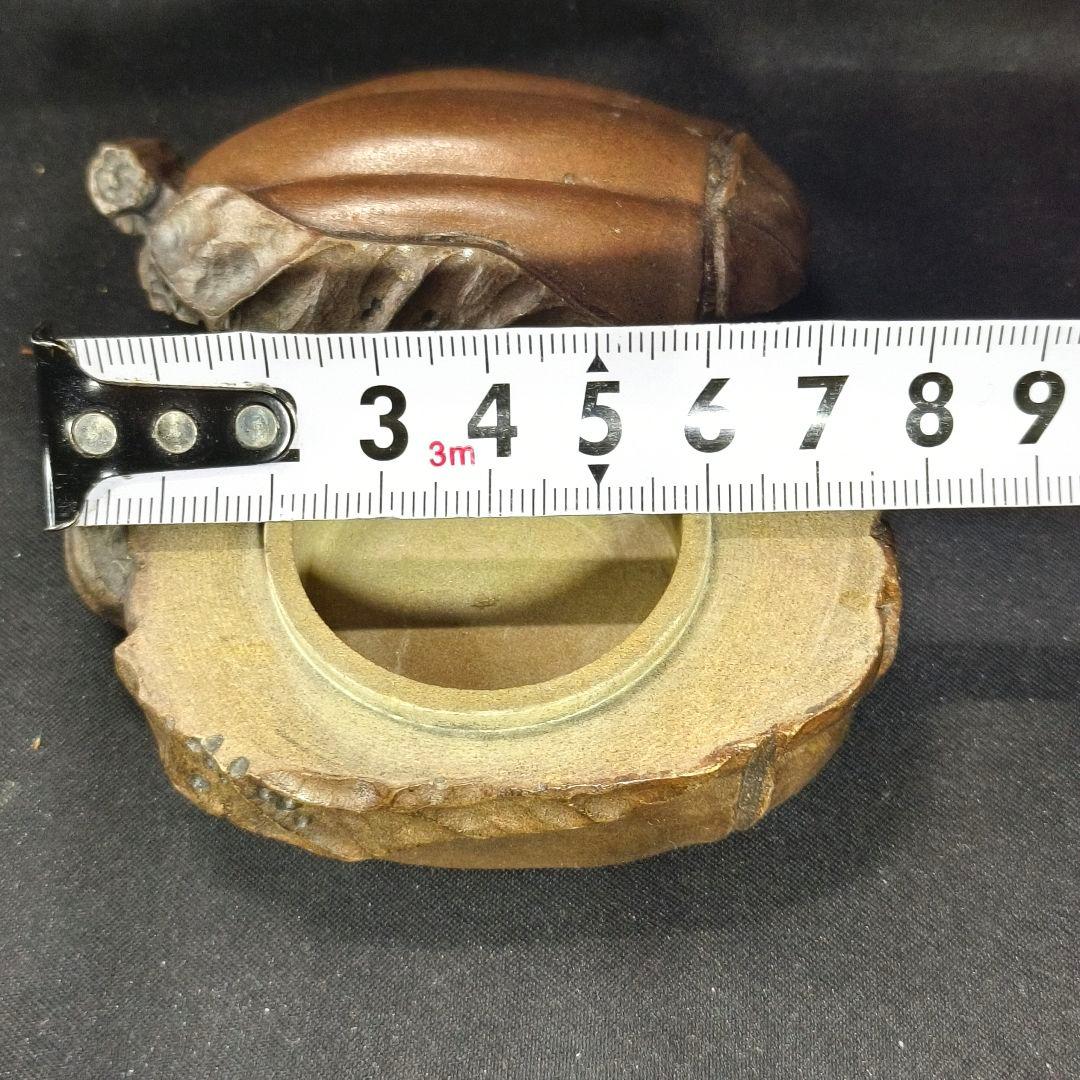 茶道具 瓜型香合 天然石 手彫り 箱付き 朱肉入 書道具 未使用美品 蒐集家放出