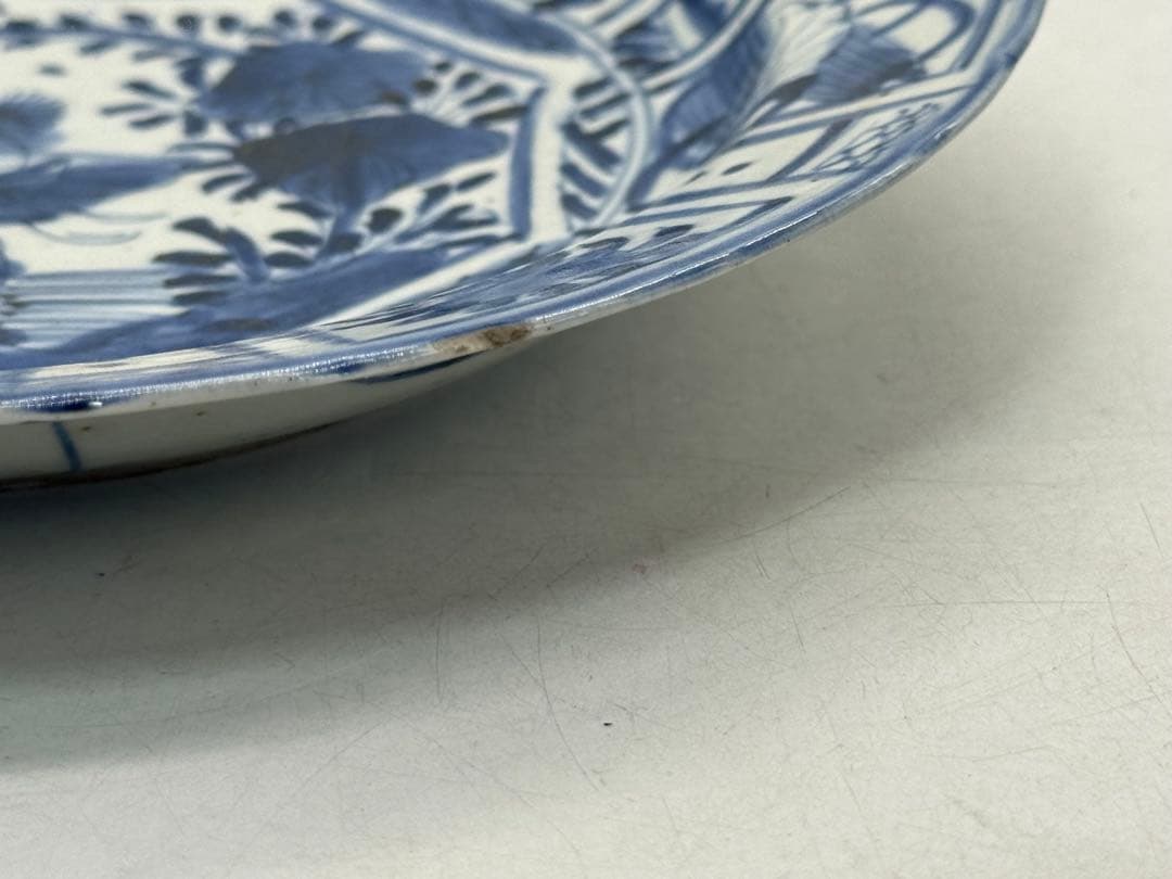 古染　昆虫花卉紋大皿　送料込み250702