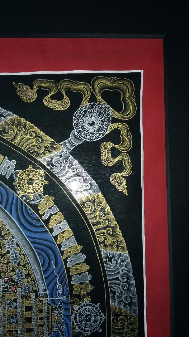 値下げ　手画き種字曼陀羅　青　チベット