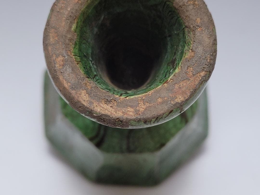 緑釉 練上 絞胎 高足杯 唐宋時代 高さ約10.5m