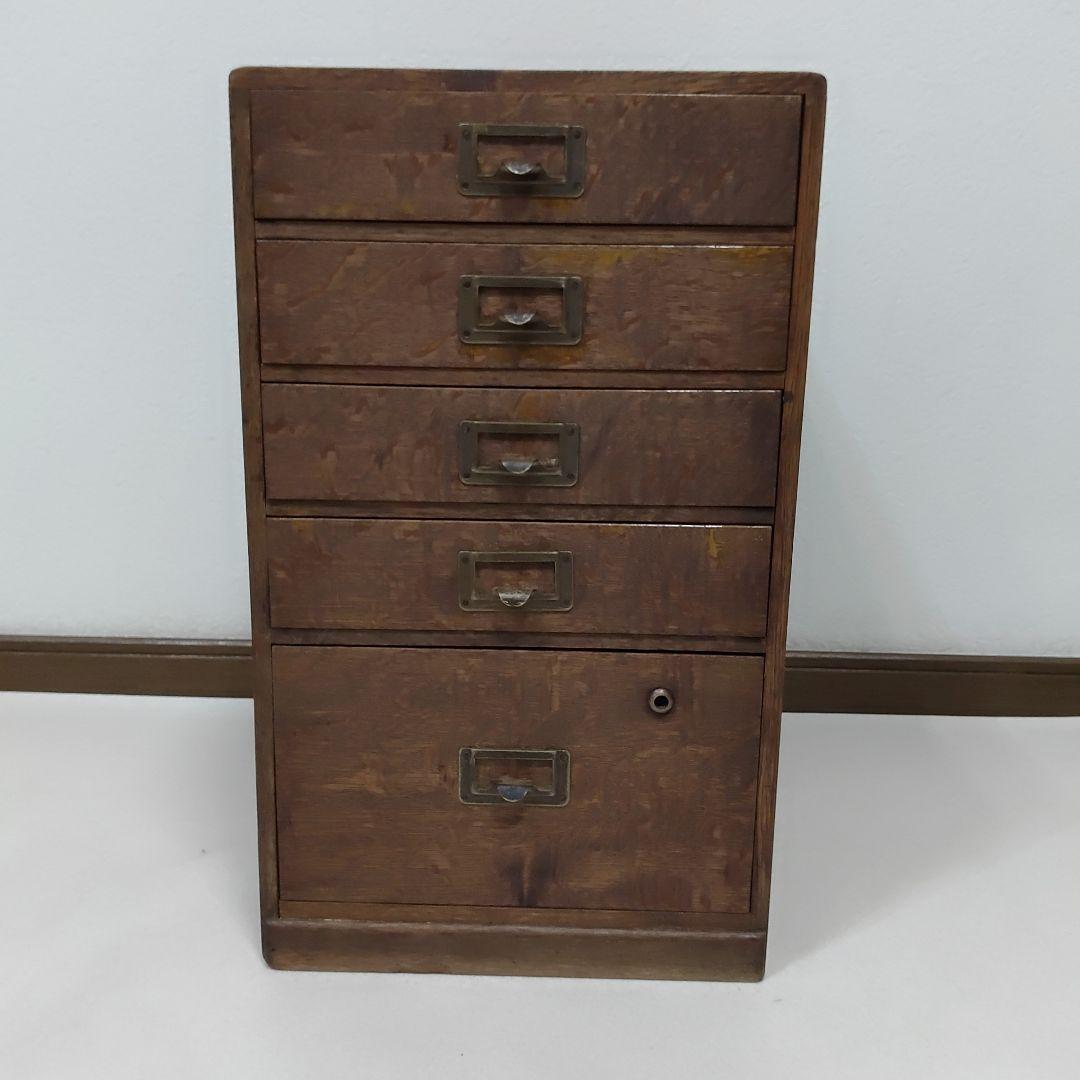 昭和レトロ 小引き出し 5段 5杯 小抽斗 木製 木箱 古家具 収納