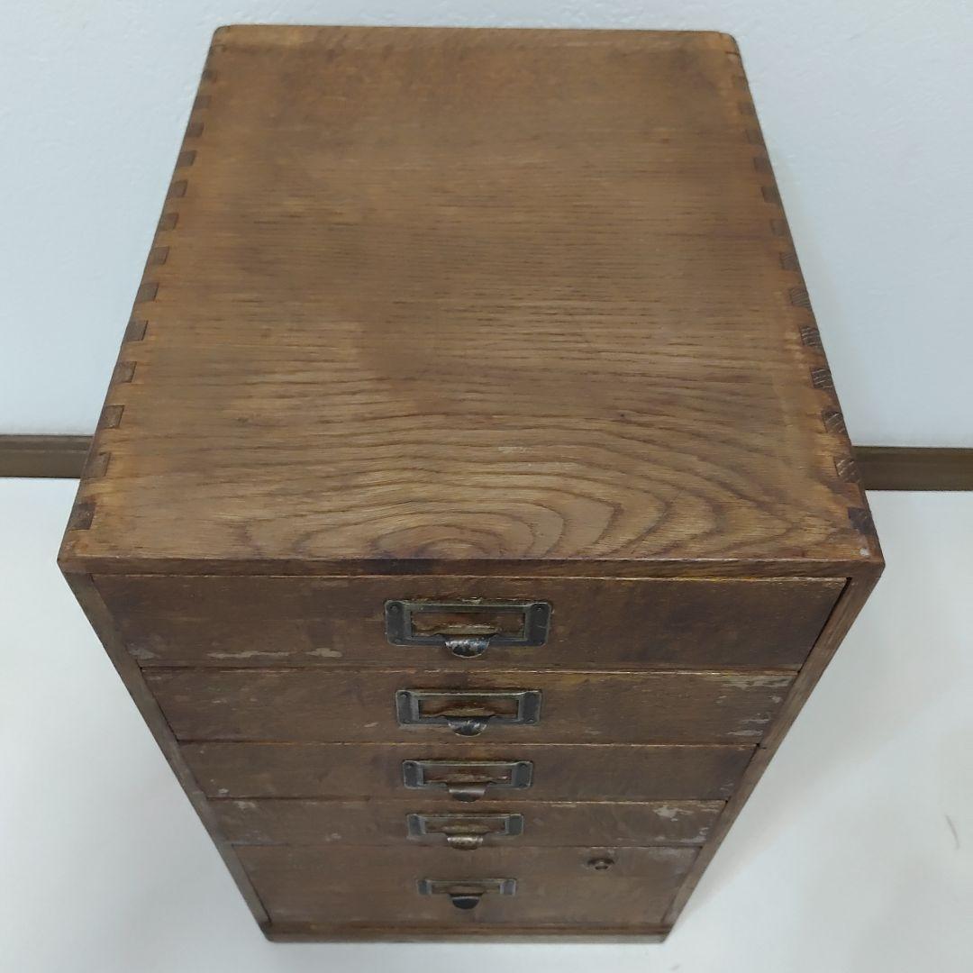 昭和レトロ 小引き出し 5段 5杯 小抽斗 木製 木箱 古家具 収納