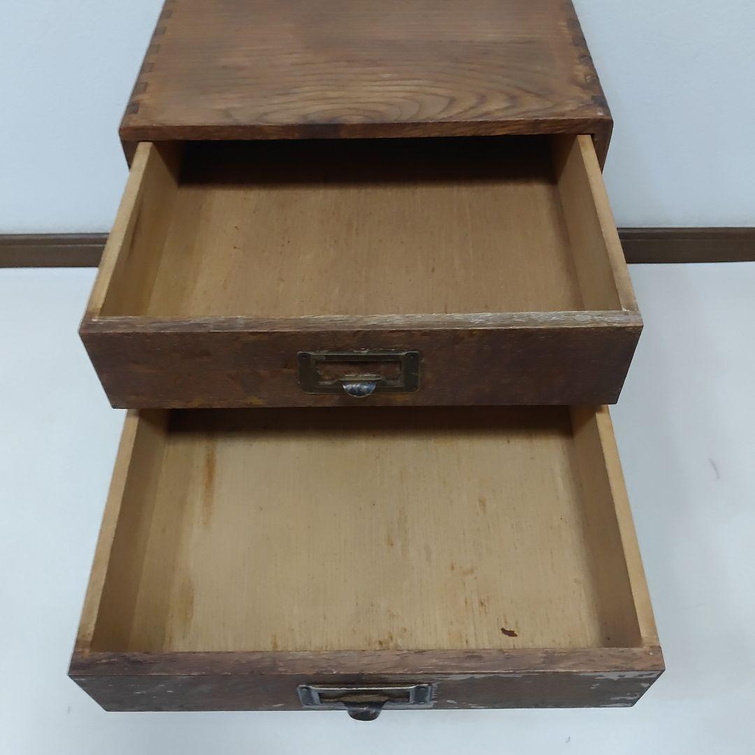 昭和レトロ 小引き出し 5段 5杯 小抽斗 木製 木箱 古家具 収納