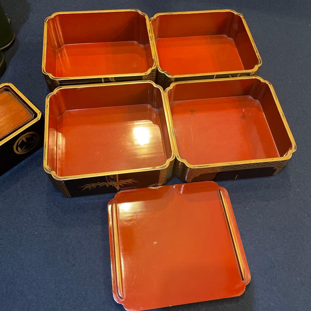 時代物　『野弁当箱』　木製漆器　※状態良好　木箱付　漆器