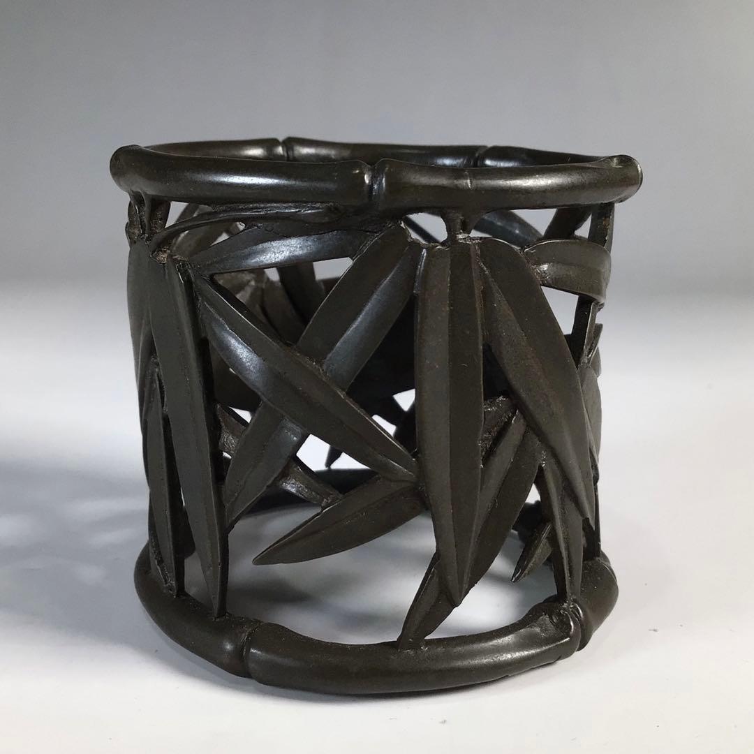 Ｎ２５４　蓋置　『金谷五良三郎造』『砂張銅』『笹蓋置』　共箱　茶道具