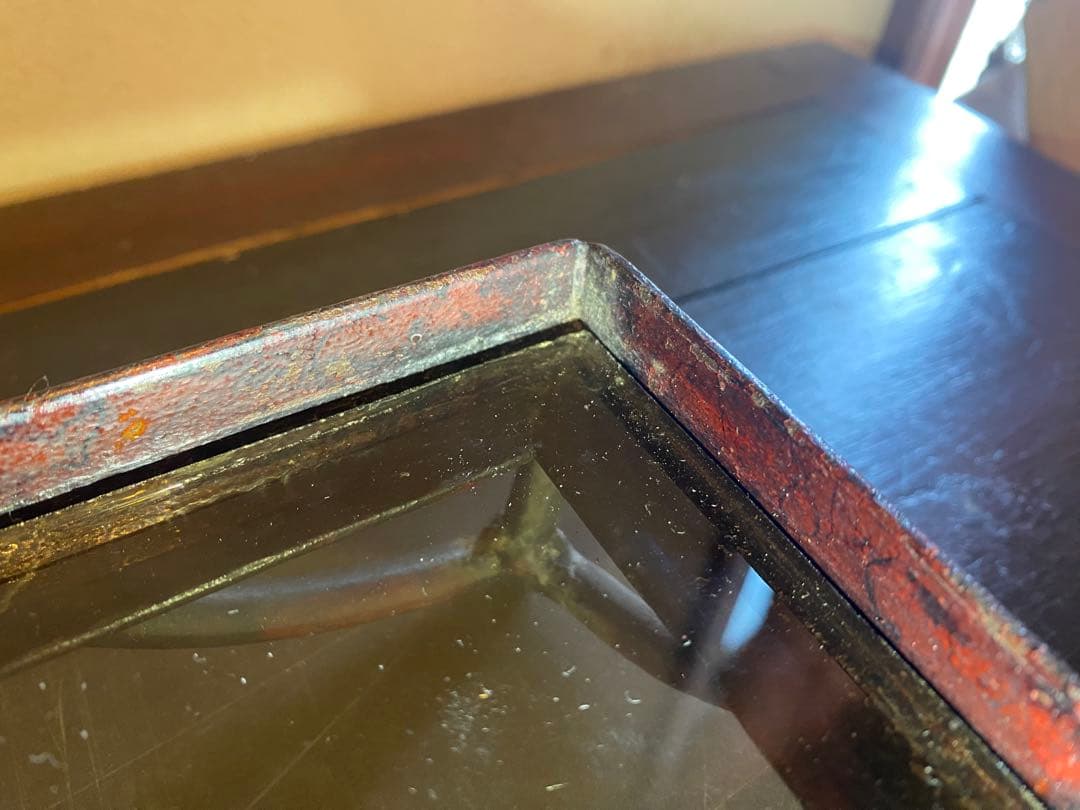 ヴィンテージ　一点物・アイアン製装飾　ガラス台 ハンドメイド　アンティーク　レア