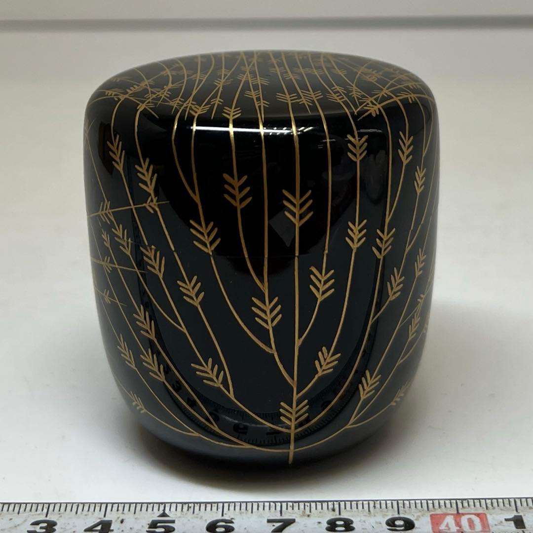 啓雲 柳蒔絵 棗 茶道具 共箱 h6.5cm 東キ8-0212☆2F