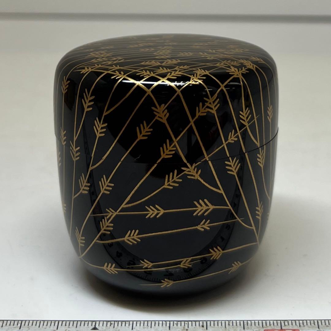 啓雲 柳蒔絵 棗 茶道具 共箱 h6.5cm 東キ8-0212☆2F